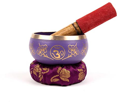 Myga Tibetan Singing Bowl with Cushion and Dual-Ended Striker - Creates Beautiful Sounds for Meditation, Relaxation, Wellbeing and Healing - Ideal for Chakra, Yoga, Zen and Peace - Crown