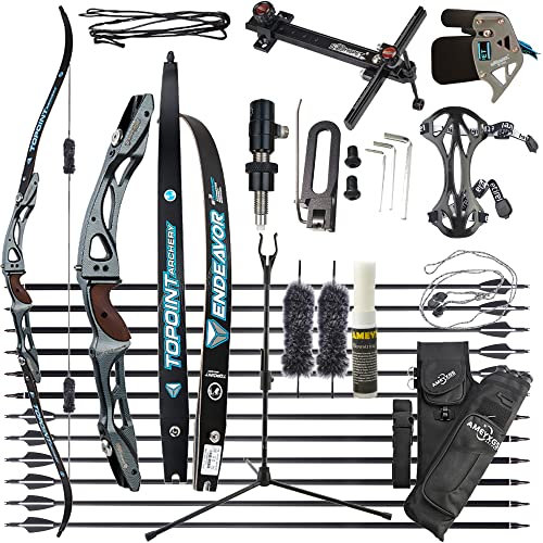 wolfman Recurvebogen Set Erwachsene 18-44 Lbs ILF Bogengriff Bogenschießen Bogen Pfeil Set Jagdbogen Recurve Bogen Rechtshändig für Outdoor Training Schießen Jagd (Carbonset, 68/20Lbs)