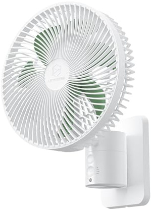 LEMOISTAR 8 Inch Small Wall Mounted Fan with Remote Control, 90° Oscillating, 4 Speeds High Velocity, Timer, Adjustable Tilt, 70 Inch Cord, Quiet, for RV Bedroom Home Office Garage-White