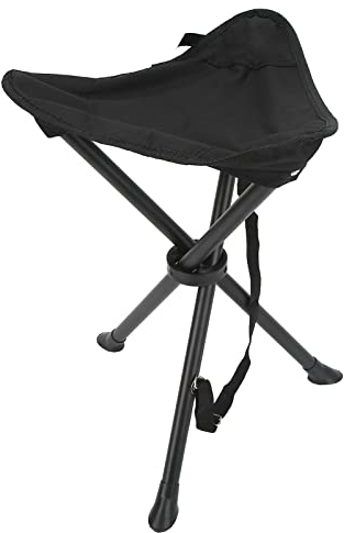 Klappbarer Dreibeinhocker, Rutschfester Fallschutz 200 Kg Tragender Tragbarer Faltbarer Stuhl für Den Heimgebrauch Angeltourismus(Schwarz)