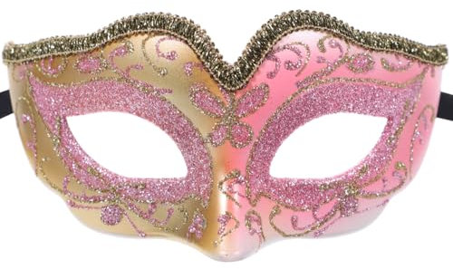 PRETYZOOM Masque De Carnaval Garçon Fille Or Poudré Masque De Fête Halloween À Demi Visage Pour Garçon Fille Accessoire De Cosplay Et Mascarade