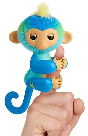 Fingerlings 2023 NEW Interactive Baby Monkey Reacts to Touch – 70+ Sounds & Reactions – Leo (Blue)