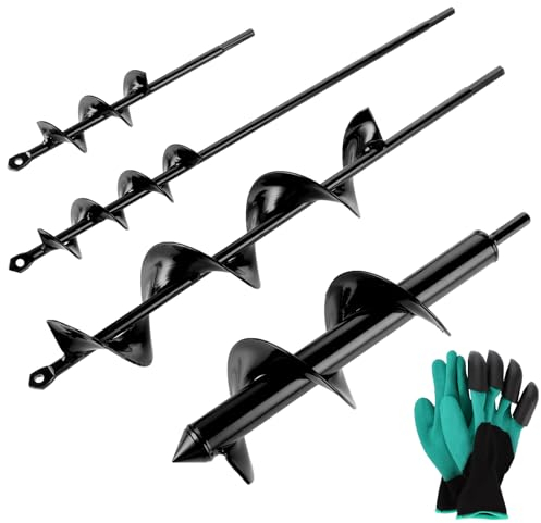 FWEEK 4 brocas de jardín para taladro, brocas en espiral de caracoles negros, brocas de jardín para destornillador inalámbrico para plantar y taladrar (4 x 22 cm + 4 x 42 cm + 8 x 30 cm + 6,6 x 42 cm)