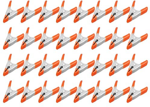 32-Piece 2 Inch Small Spring Clamps : Durable Mini Metal Clips with 2cm Jaw Opening, Spring Clips for Tarpaulin, Camping, Woodworking, Crafting & DIY Projects