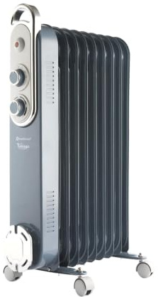 Rediffusion Oil Filled Radiator, 2000W, Vintage, 9 Fin, Variable Heat, Adjustable Thermostat, Overheat Protection, Tip-Over Switch, Compact & Portable, Long-Lasting Warmth, Slate Blue - REDB14KBLEE