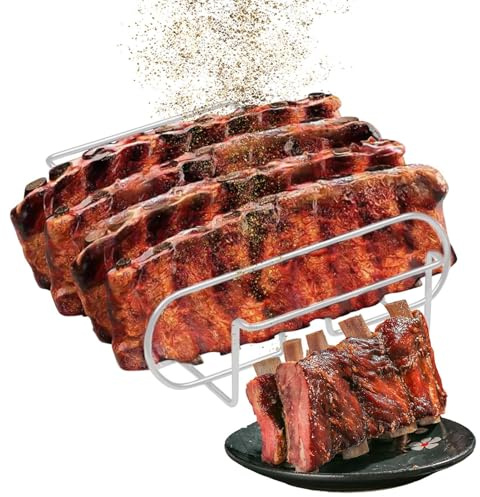 Supporto Per Costine Da Griglia,Griglie in Acciaio al Carbonio | Porta Bistecche Per Barbecue Cucina All Aperto Campeggio Cottura E Riposo