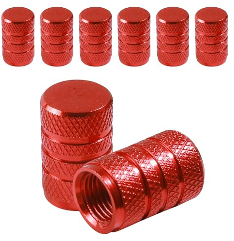 Xibao Tapones para Ruedas de Coche,Tapones para Válvulas de Neumáticos,Tapas de Aluminio para Válvulas de Coche,Accesorios para Coches,Apto para Coches,Camiones,Motocicletas, SUV y Bicicletas (Rojo)
