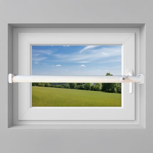 Fenstersicherung 1-fach – Einbruchschutz Teleskopstange mit Druckschloss | Edelstahl oder Weiß | Länge 600–3200 mm | Sicherungsstange für Fenster & Türen (Weiß, 1000-1800mm)
