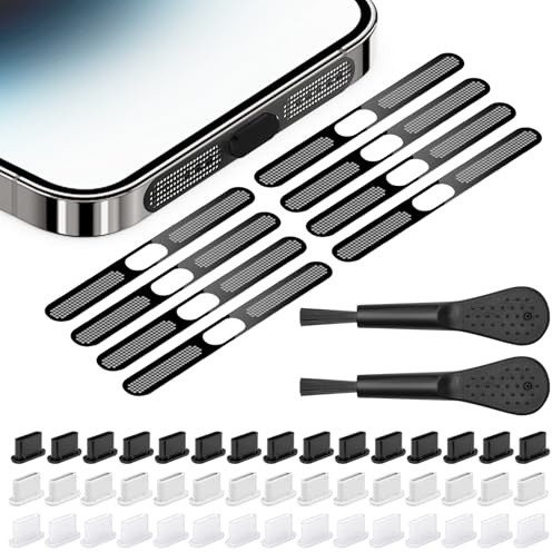 Set di connettori antipolvere USB C, 45 pezzi, interfaccia di ricarica, spina antipolvere di tipo C, copertura per altoparlante del telefono con spazzola di pulizia, accessori per smartphone, per la