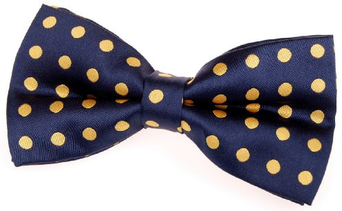 Retreez Papillon classico a pois tessuto in microfibra preallacciato, 12,7 cm, in vari colori Navy Blue with Yellow Dots Taglia unica