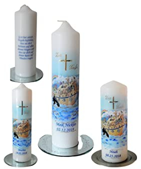 Taufkerze/Kommunionkerze, Geburtstagskerze,Patenkerze Arche NoahName,Datum**Junge Mädchen