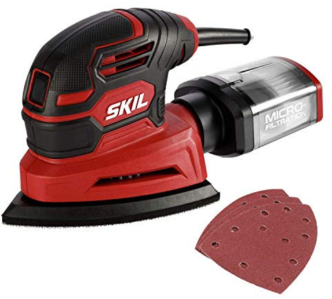 SKIL Corded Detail Sander, Includes 3pcs Sanding Paper and Dust Box - SR250801
