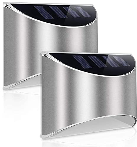 LeiDrail Solar Fence Lights LED Outdoor Solar Powered Wall Light Waterproof for Garden Fence Patio Gate Yard 2 Pack(Cold White)