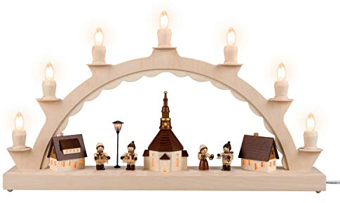 Nestler-Seiffen Schwibbogen Seiffener Dorf mit Striezelkinder