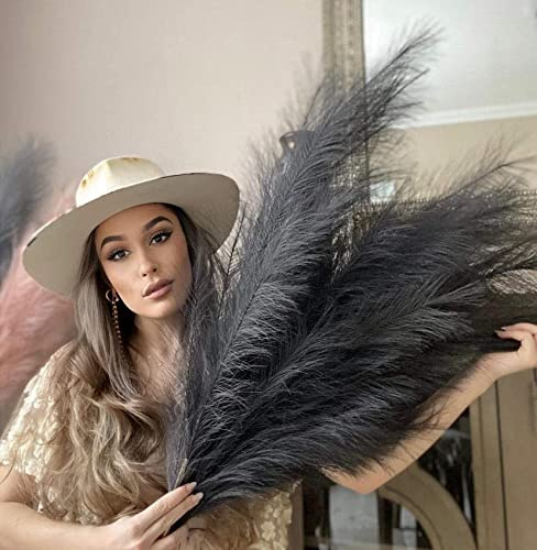 VOULUX - Erba pampas artificiale da 115 cm, con 18 steli, colore: nero