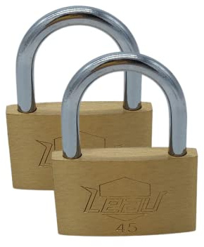 DSTOCK60 - 2 Stück Vorhängeschloss mit Schlüssel, Messing, 45 mm, mit 3 Schlüsseln, goldfarben
