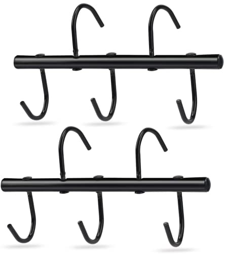 HDYEGY 2Pcs Tack Rack with Swivel Hooks,5 Hook Portable Bridle Rack for Horse Tack Holder Stall and Fence(Black)