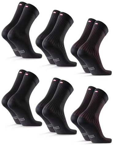 DANISH ENDURANCE Organic Cotton Socks, Smart Socks, 6-pack | Mid Calf Dress Socks, Breathable Business Socks with Cooling Lanes, for Everyday & Office Wear, Unisex