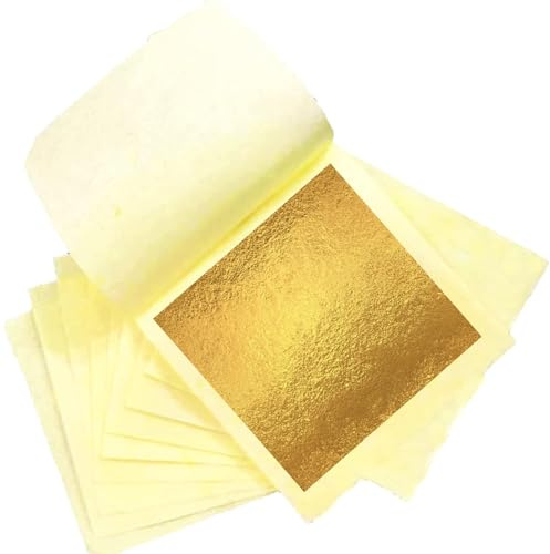 SovZovy Oro Commestibile, 20 Pezzi 24k 4.3X4.3 CM Foglia Oro Alimentare per Uso Alimentare Decorazione Artigianale Perfetta per Decorare Torte Vino Gelati Uso in Cucina