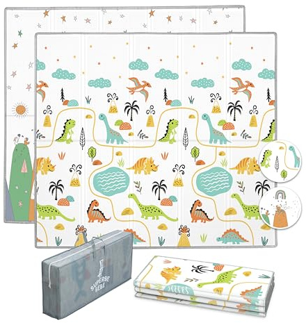 SUPERBE BEBE Alfombra infantil impermeable, reversible y plegable 120x180 cm. Certificación CE. Ideal para habitaciones de niños o niñas. Regalo para bebés de buen formato