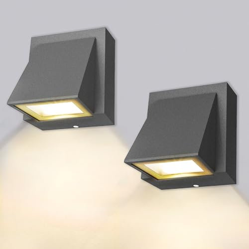 BENMA 8W LED Wandlampe Innen/Außen, Wandleuchte 2 Stück - Gray, Wandlampe warmweiß 3000K Außenwandleuchte IP65 für Schlafzimmer, Wohnzimmer, Badezimmer