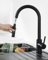 ANYCEE Wasserhahn Küche Schwarz, Hochdruck Armatur Küche, Küchenarmatur mit Brause Ausziehbar, Mischbatterie Küche 360° Schwenkbar, Spültischarmatur Edelstahl mit Einhebelmischer