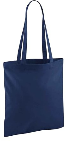 HiFEN® Premium enkel naturlig bomull shoppingkasse miljövänlig återanvändbar tom shopper idealisk för hantverksdekoration och tryck, Fransk marin – 1-pack