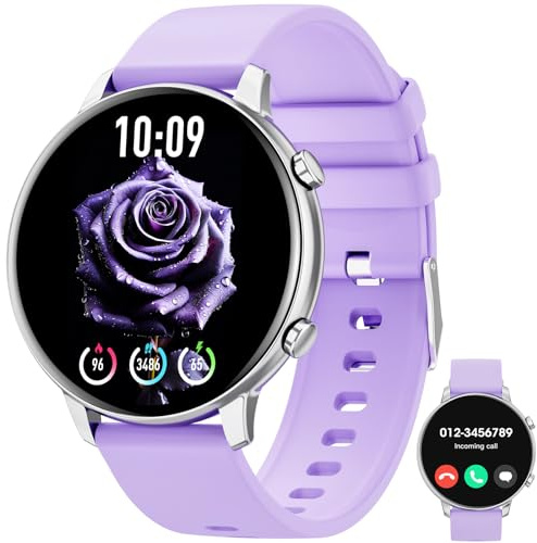 Hwagol Smartklocka (svar/ringa samtal), 1,35 tums fitnessmätare, smartwatch hjärtfrekvens/sömnövervakning/stegräknare/kalorier, 140+ sportlägen, vattentät fitnessklocka för kvinnor för Android iOS