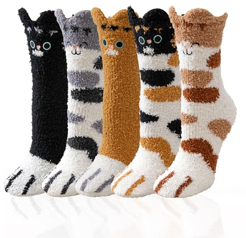 Hisonwel Calcetines fuzzy para las mujeres esponjosas invierno cálido suave acogedor microfibra peluche hogar calcetines para dormir