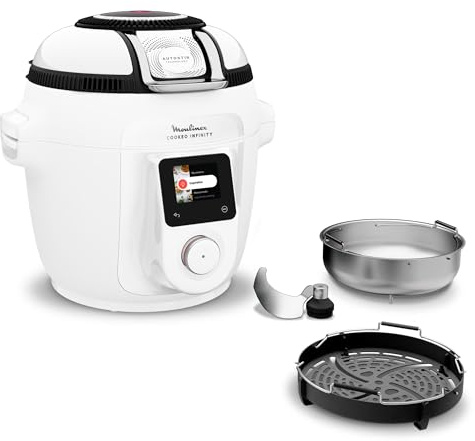 Moulinex Cookeo Infinity, Multicooker con Pala Mescolatrice Automatica, 20 Modalità di Cottura, Pentola a Pressione, Friggitrice ad Aria, Cottura a Vapore, con Schermo LED Wi-Fi collegato, CE9821