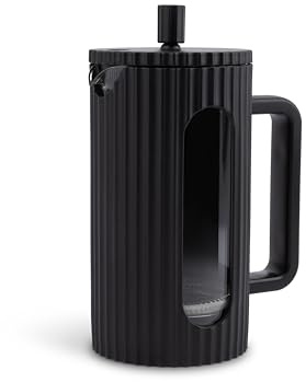 Driply French Press aus Glas – Edelstahlfilter & hitzebeständiges Borosilikatglas – 1000 ml (1L, 1 Liter) – Schwarz
