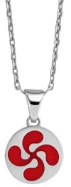 TALISMAN JEWELLERY Pendentif en argent sterling 925 et émail rouge - Lauburu, croix basque (10 mm)