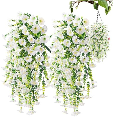 Konstgjorda Petunior för Utomhus 2 Stycken Träds Falska Blommor | UV-beständiga Utan BlekningsPetunia för utomhus, patio, träd, , bak, balkong, inomhus, bröllop och fest