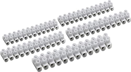 Connex Lüsterklemmen-Set 5-teilig - 12-polig - Kabelquerschnitt 4 mm² bis 10 mm² - weiß / 12-polige Klemmleiste / Dosenklemmen / Hausinstallation / COXB370390