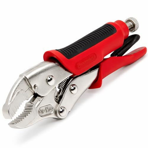 Powerbuilt 5-Inch Curved Jaw Locking Pliers, Double Injection TPR Soft-Grip Handles, Premium Chrome-Moly made, Ideal for Welding or Assembly - 645014