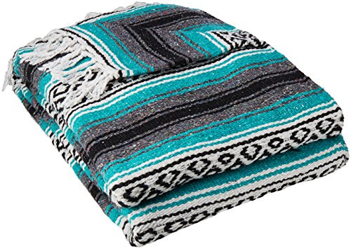 YogaDirect Deluxe Mexican Yoga Blanket, Turqoise, 76-Inch x 57-Inch