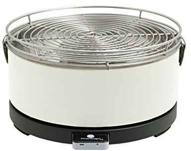 Feuerdesign Tischgrill Mayon - weiß, Holzkohlegrill mit Lüftermotor Grill und Grillzange