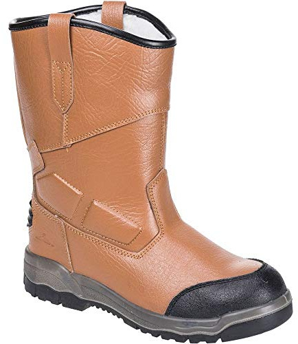 Portwest FT13 Mathandel Känga Dubbel Densitet Elastisk Midja Halkfri Bygg | Ljusbrun, 44, S3 EN ISO 20345, Unisex, Antistatisk, Stålmellansula, Oljebeständig, Energiabsorberande, Isolerad, Fleecefodrad