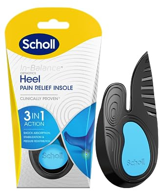 Scholl In-Balance Orthotics Heel and Ankle - Insoles for Heel Pain Relief, 3-in-1 Insoles for Heel Pain Relief - Size Large, UK 9-11, 1 Pair
