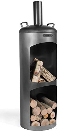 CookKing Terrassenofen Faro Handgemacht, Mit Holzfach, Holzofen Garten, Schwarz, 158x40x40cm