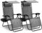 SereneLife Zero Gravity Lounge Chair, Adjustable Steel Mesh Recliners, with Canopy, Removable Pillows and Cup Holder Side Tables, Set of 2, Gray