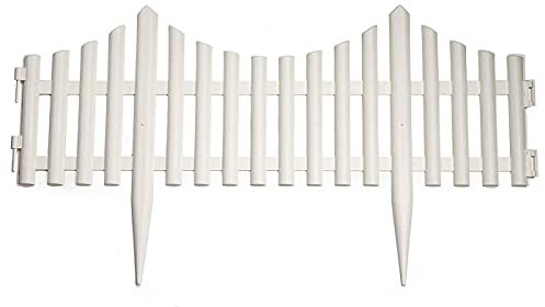 Acan Tradineur - Valla de plástico Decorativa de jardín - Borde para cespéd, Plantas, Flores, decoración de Exterior - N.º 5-32,5 x 60 x 0,7 cm - Color Blanco