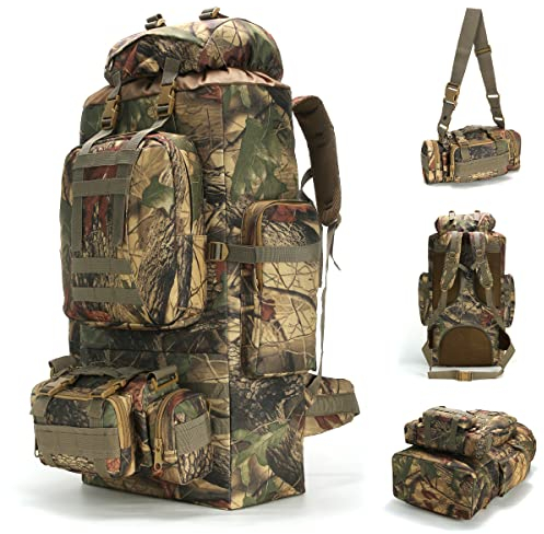 King'sGuard 100L Camping Wandern Rucksack Molle Rucksack Militär Camping Rucksackreisen Tagesrucksack, Mapleleaf, Large, 100 l Camping-Wanderrucksack