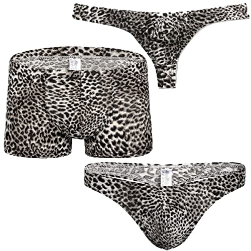 VemeFufu Perizoma C String G Slip Boxer Tanga Uomo Sexy Leopardato Intimo Pantaloncini Sportivi Sportivo Intimo da Uomini Hot Vita Bassa Elastici Thong Mankini Maschile Mutande Nero