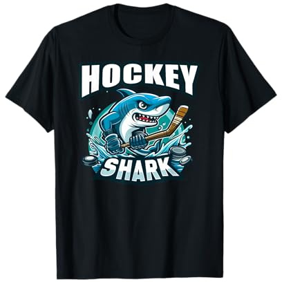 Shark Playing Hockey Funny Hockey T-Shirt