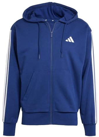 adidas Men's Essentials 3-Streifen French Terry Kapuzenjacke Dark Blue/White 3XL