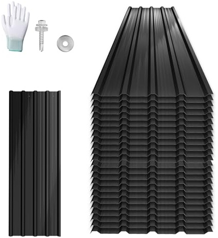 UISEBRT 24 pezzi di pannelli ondulati per tetto, acciaio zincato 129,5x45 cm, lamiera a trapezio per profilo 14 m² zincata, lamiere per tetti resistenti agli agenti atmosferici per garage e casetta da