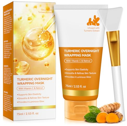 Curcuma Overnight Wrapping Peel Off Mask,Acido Kojic Curcuma Night Mask Con Collagene Idrolizzato,Rassodando E Idratando La Pe-lle Durante La Notte,Nutre La Pelle Opaca Irregolare Per Pe-lle Luminosa