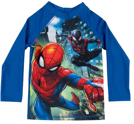 United Labels Marvel Spider‑Man Maglia UV 50 per Bambino Maniche Lunghe, Blu, 110/116