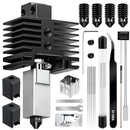 YOTINO P1P, P1S Hotend Kit pour Imprimante 3D P1 Series, Hot End kit avec 0,4mm Buses en Acier Trempé, Chaussette en Silicone, Thermistor,Aiguilles De Nettoyage Et Clé